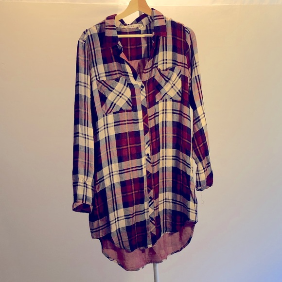 Chelsea & Violet Dresses & Skirts - Chelsey & Violet Red and Navy Plaid Long Sleeve Dress Size M